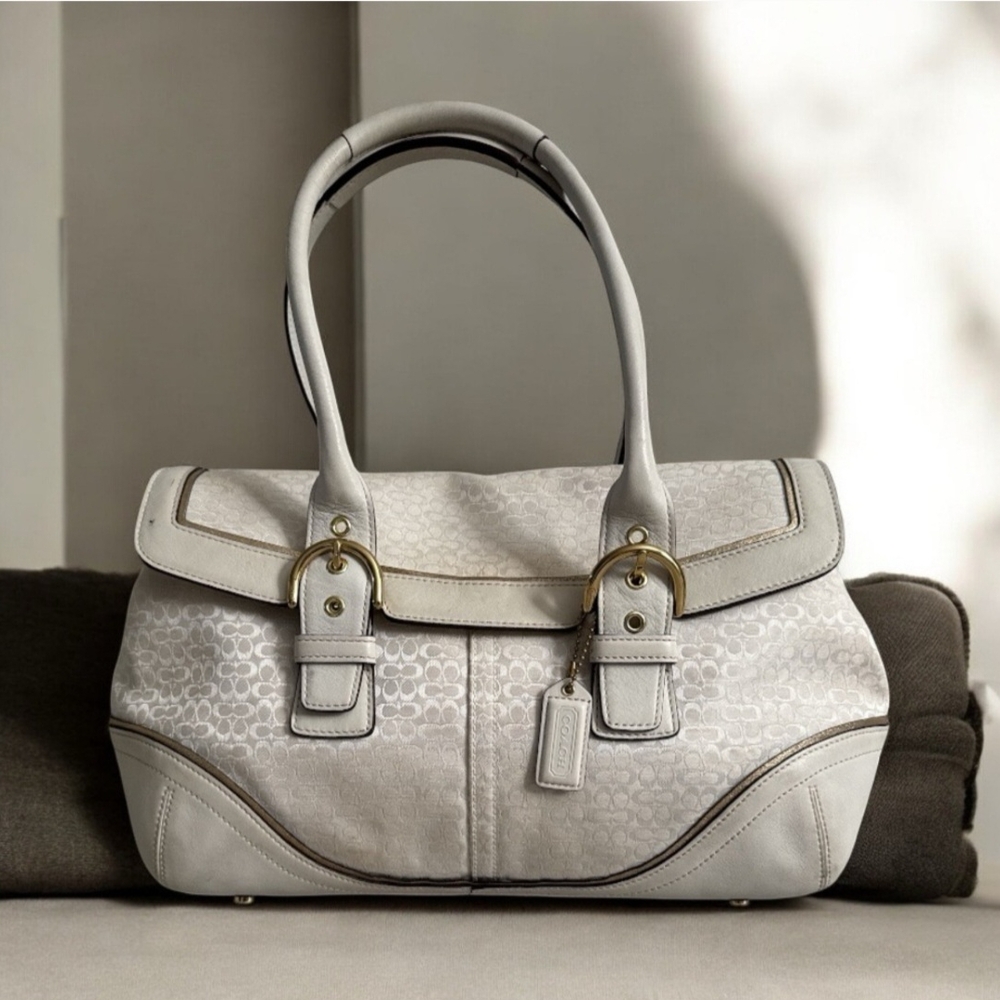 Elegant White Vintage Coach Handbag